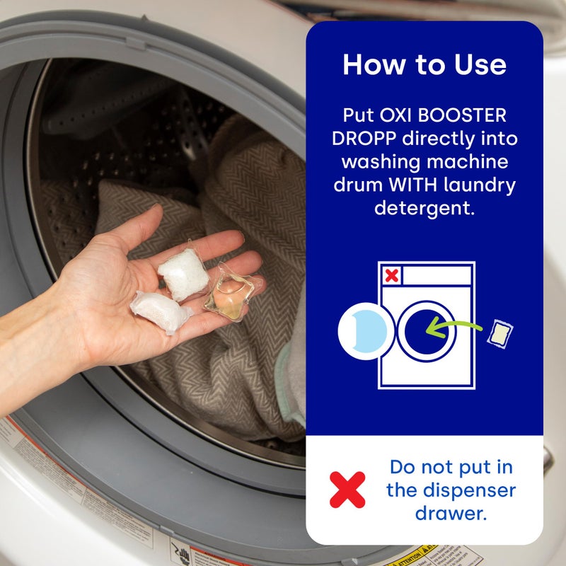 Dropps Oxi Booster Pods, Unscented (64 Pods) - Chlorine-Free Bleach Alternative Biobased Laundry Whitener & Stain Remover for Extra Tough Stains - Fragrance-Free & Hypoallergenic for Sensitive Skin - Image 4